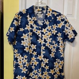 Men's Navy Blue Hawaiian Floral Shirt